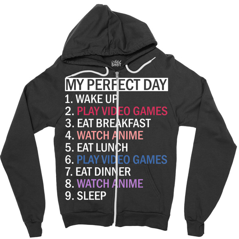 Limited Edition Anime Video Games & Food My Perfect Day Video Games Ga Zipper Hoodie by Bostic Walling | Artistshot