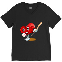 Trending Heart Playing Baseball Valentines Day Sports Boys V-neck Tee | Artistshot