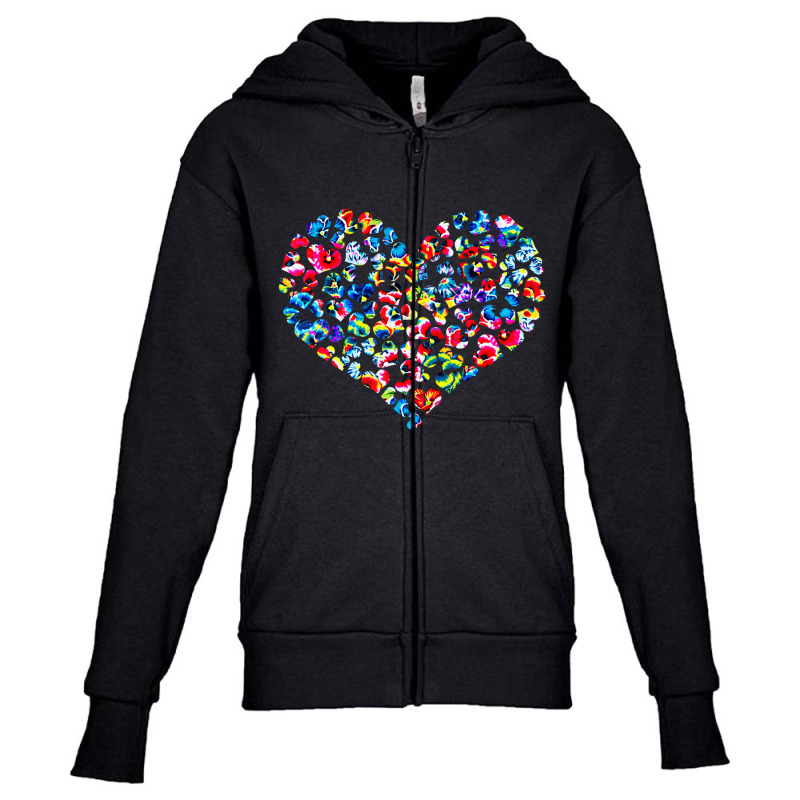 Hot Trend Exotic Colorful Flowers Hearts Valentines Day Youth Zipper Hoodie by Ricarda Petrie | Artistshot