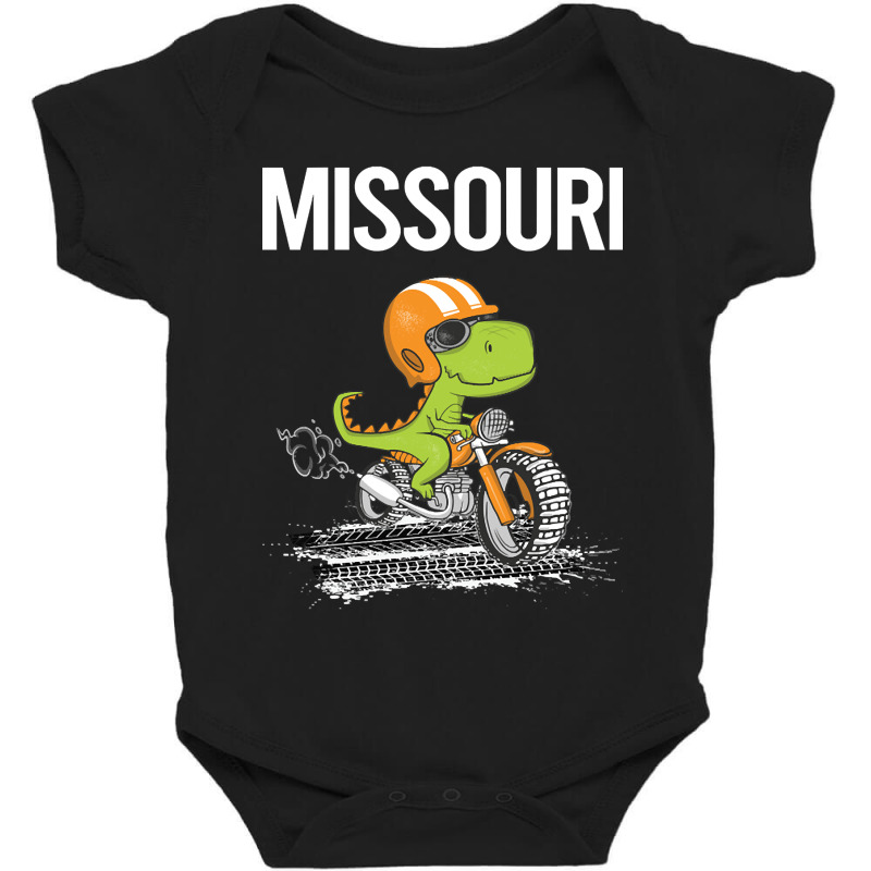 Biking Dinosaur Missouri Baby Bodysuit | Artistshot