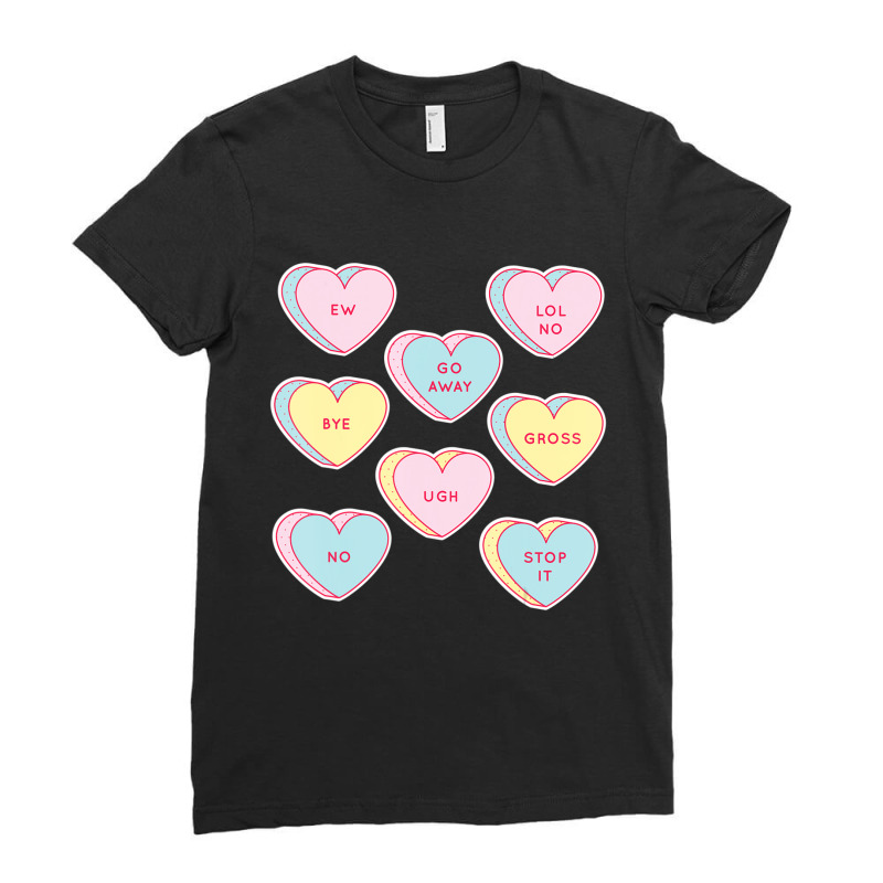 Hot Trend Anti Valentines Day Sassy Heart Candy Single Joke Ladies Fitted T-Shirt by Bostic Walling | Artistshot