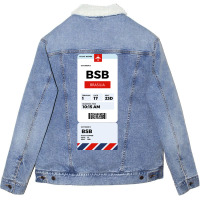 Brasilia Boarding Pass Unisex Sherpa-lined Denim Jacket | Artistshot