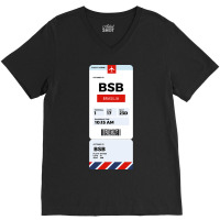 Brasilia Boarding Pass V-neck Tee | Artistshot