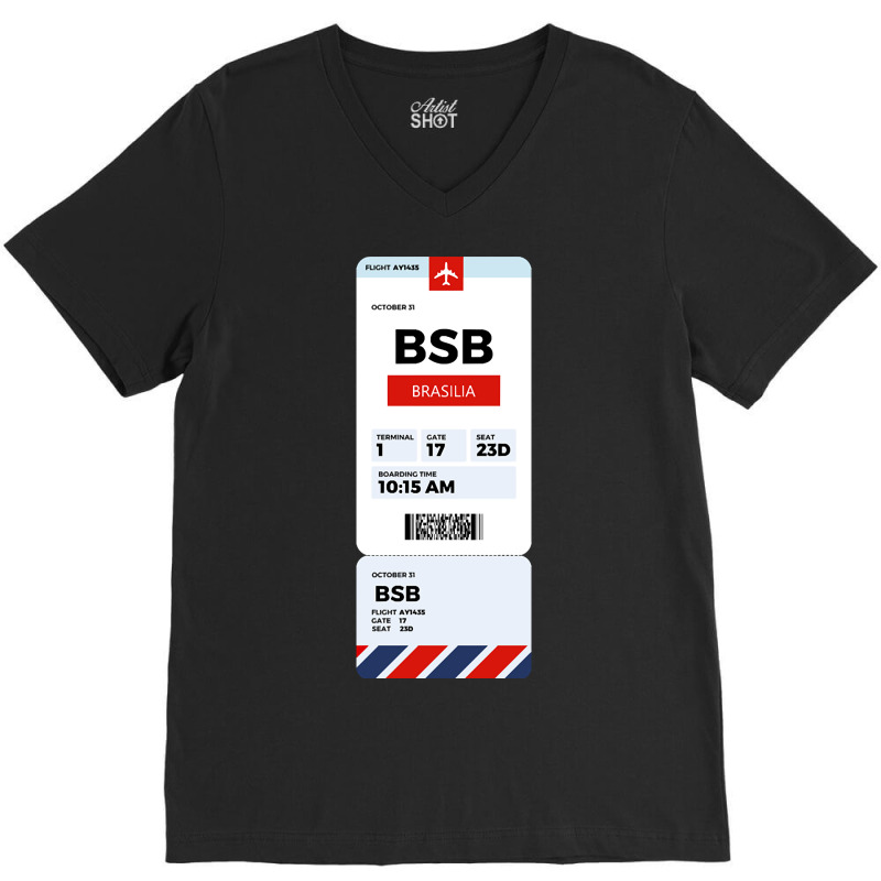 Brasilia Boarding Pass V-neck Tee | Artistshot