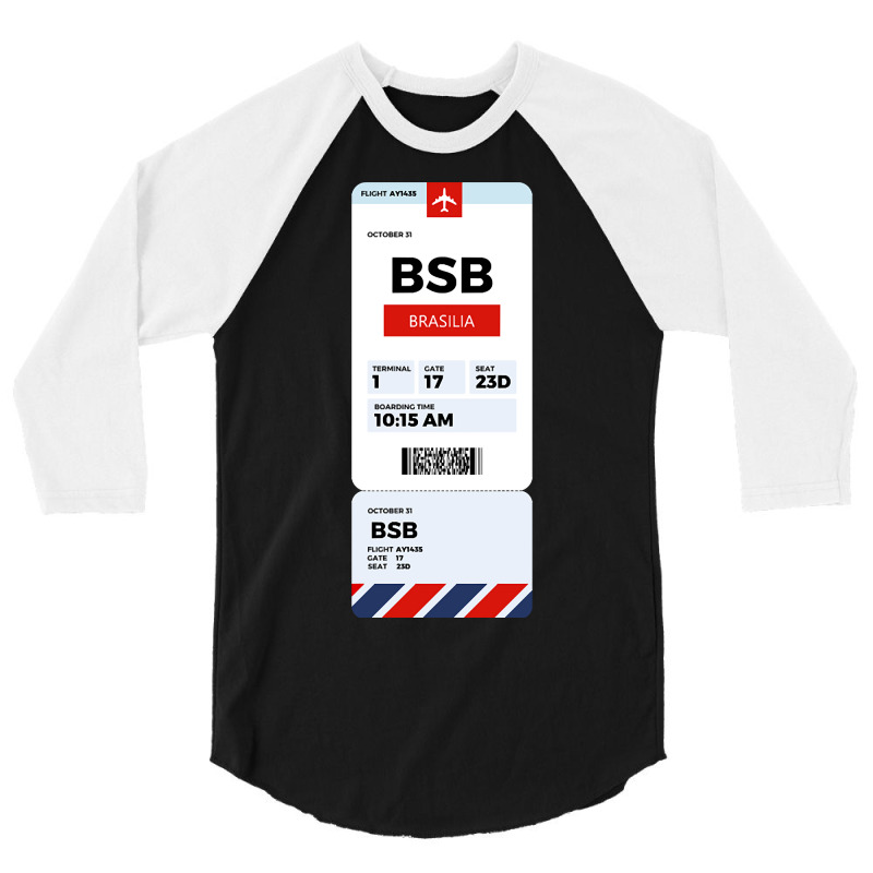 Brasilia Boarding Pass 3/4 Sleeve Shirt | Artistshot