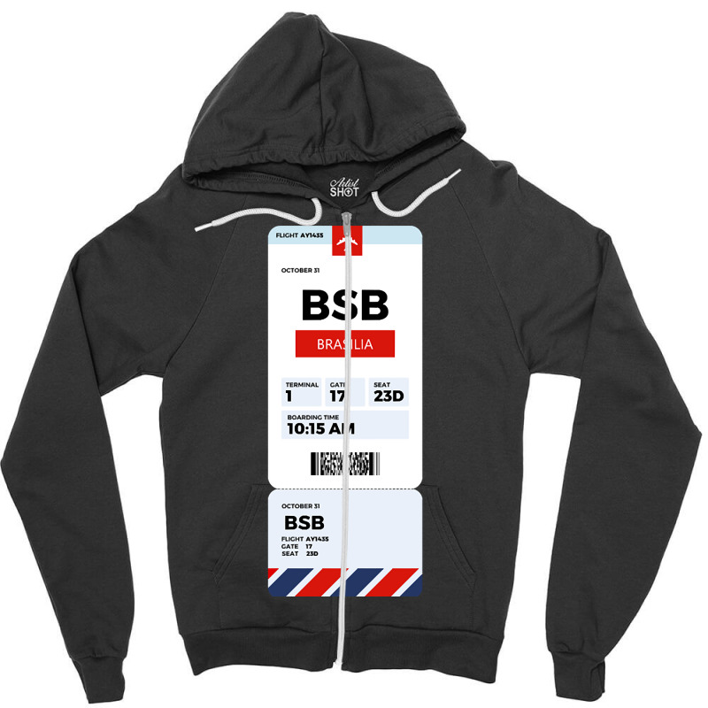 Brasilia Boarding Pass Zipper Hoodie | Artistshot