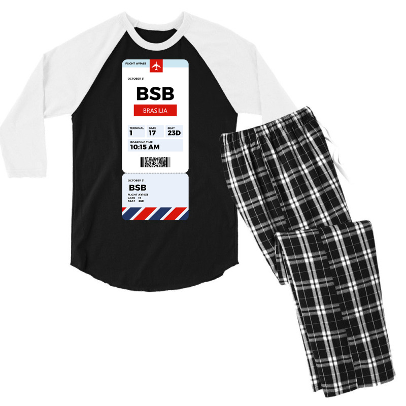 Brasilia Boarding Pass Men's 3/4 Sleeve Pajama Set | Artistshot