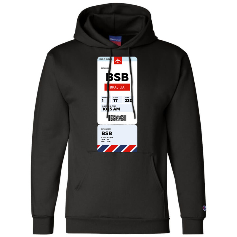 Brasilia Boarding Pass Champion Hoodie | Artistshot