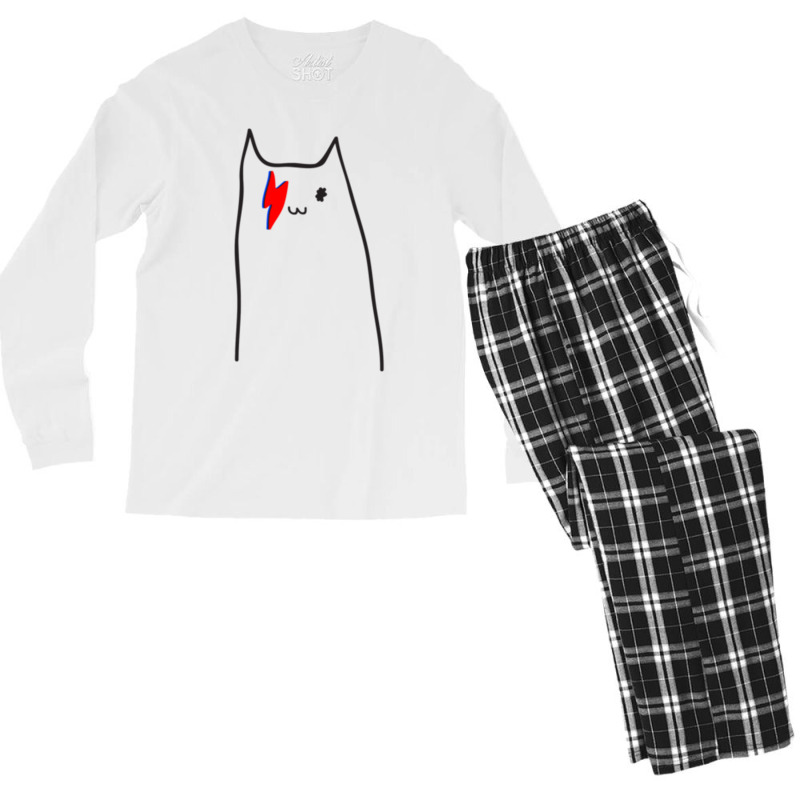 Bowie Cat Men's Long Sleeve Pajama Set by PENNYMALONE | Artistshot