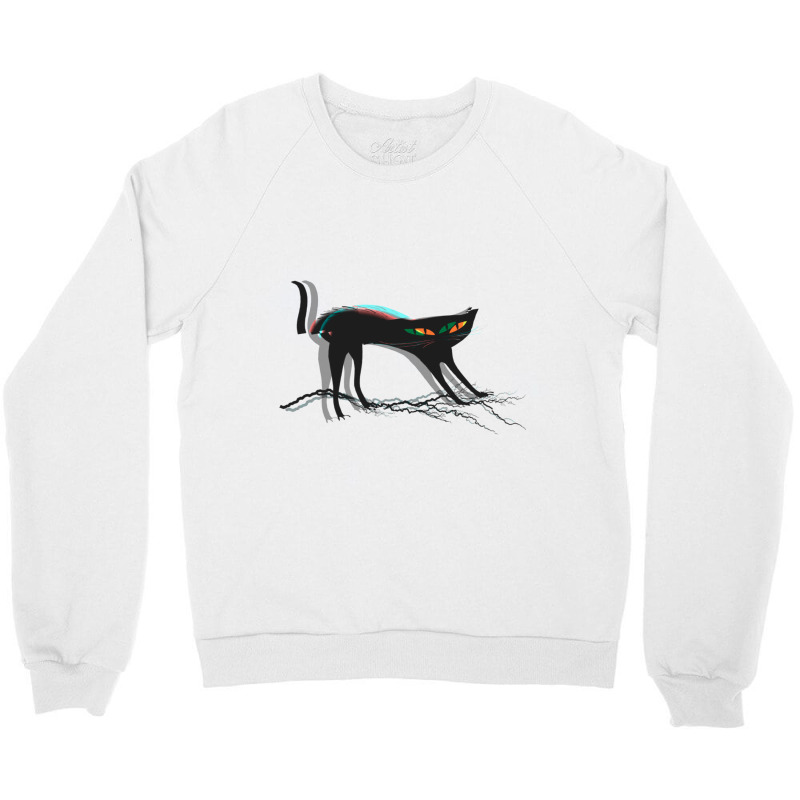 Cat Lightning 3d  Halloween Cat Meme Crewneck Sweatshirt by PENNYMALONE | Artistshot