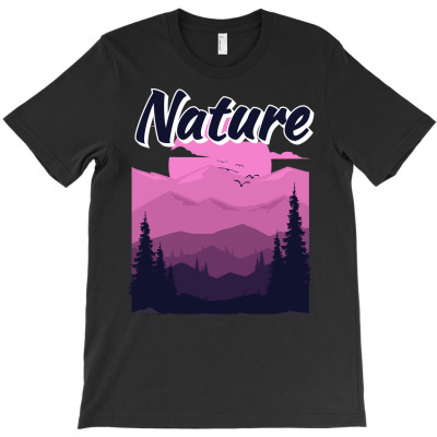 Nature Mountain Pine Tree T-shirt Designed By Kuo