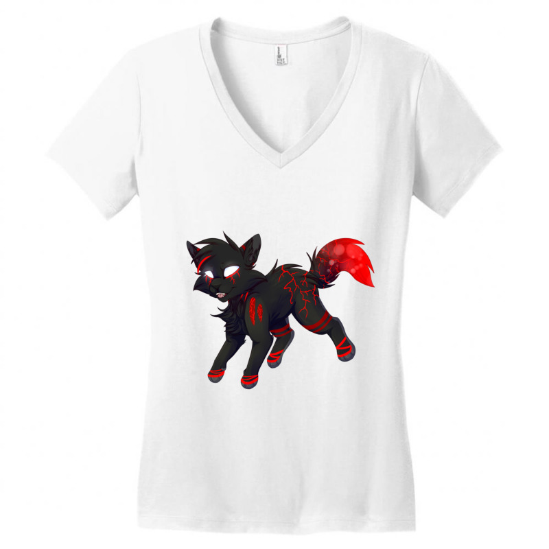 Cat Lightning Black And Red Women's V-Neck T-Shirt by PENNYMALONE | Artistshot