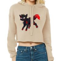 Cat Lightning Black And Red Cropped Hoodie | Artistshot