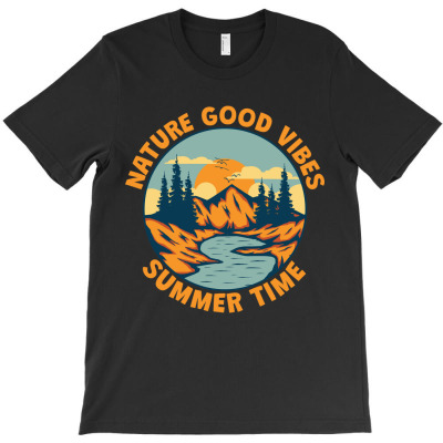 Nature Vibes Summer Time Mountain Lake T-shirt Designed By Kuo