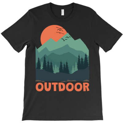 Outdoor Mountain Beautiful Sky Pine Landscape Sunset Sunset T-shirt Designed By Kuo