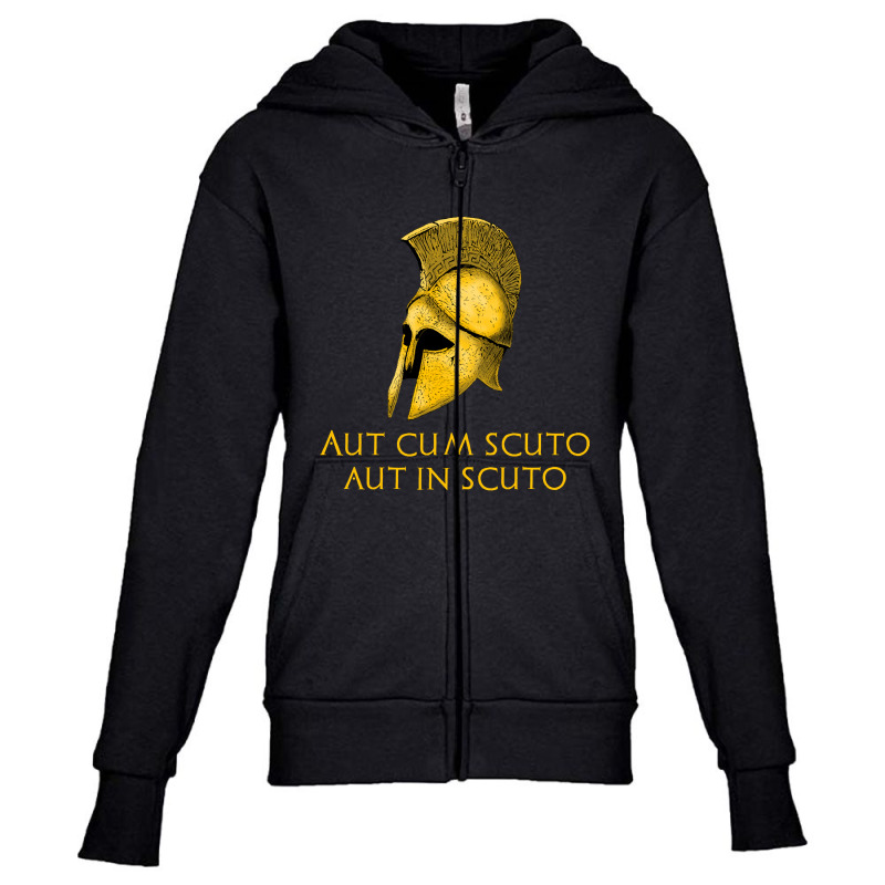 Ancient Greek Military History Laconic Sparta Latin Quote Youth Zipper Hoodie by fumbledeafness270 | Artistshot