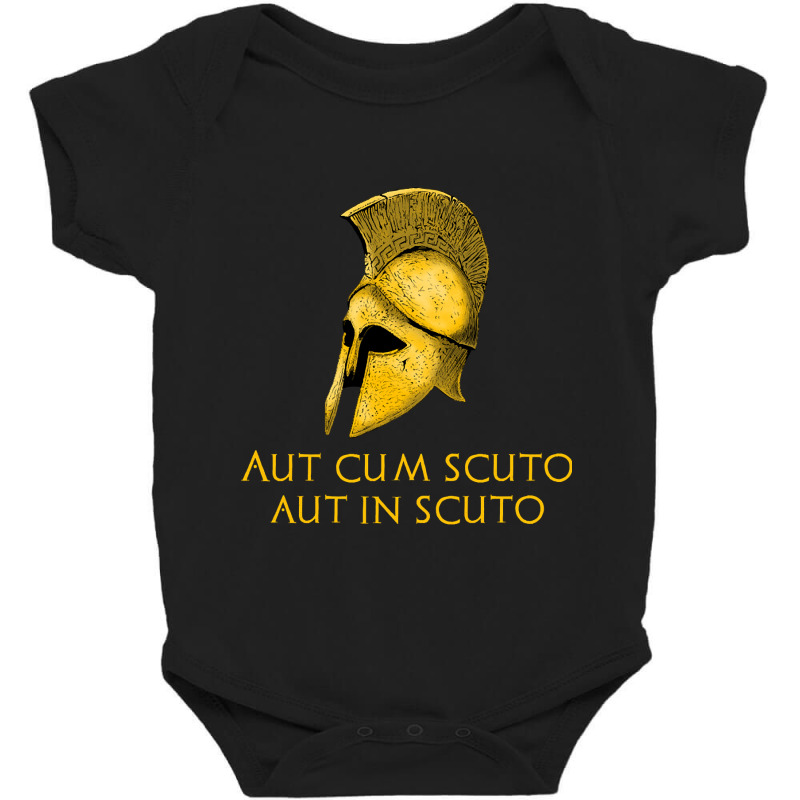 Ancient Greek Military History Laconic Sparta Latin Quote Baby Bodysuit by fumbledeafness270 | Artistshot