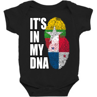 Burmese And Panamanian Mix Heritage Dna Flag Baby Bodysuit | Artistshot