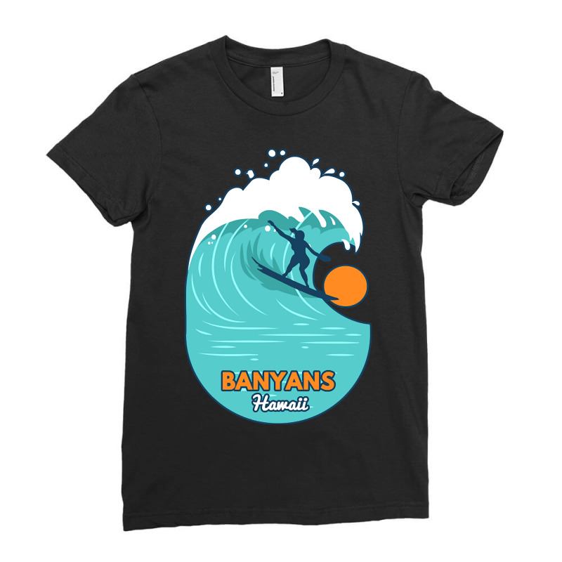 Banyans Hawaii Surf Girl Ladies Fitted T-Shirt by kayakbetween30 | Artistshot