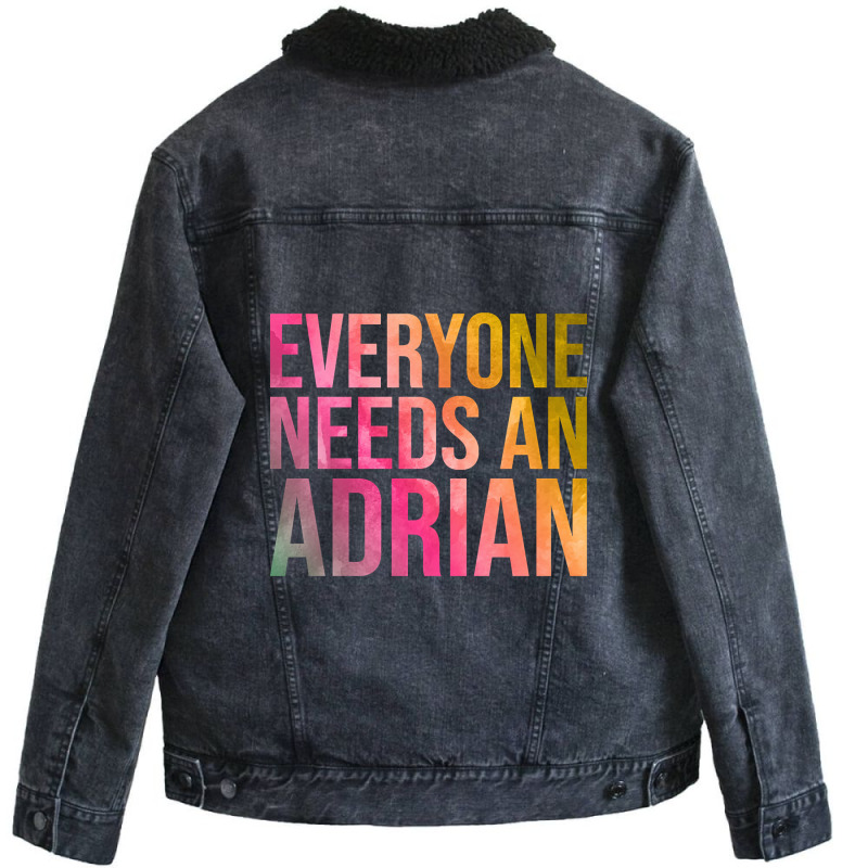 Adrian Name-x8qib Unisex Sherpa-Lined Denim Jacket by samplereunited121 | Artistshot