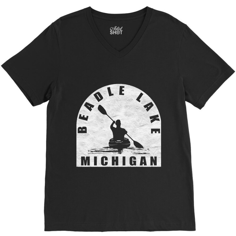 Beadle Lake Kayaking Michigan V-neck Tee | Artistshot