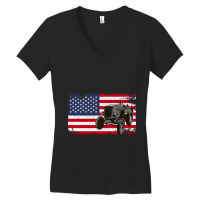 American Flag Farm Tractor Vintage Tee For Women's V-neck T-shirt | Artistshot