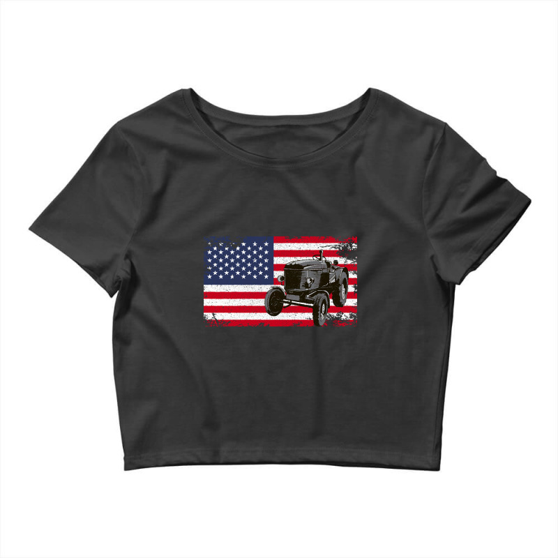 American Flag Farm Tractor Vintage Tee For Crop Top by stumbledfeatures425 | Artistshot