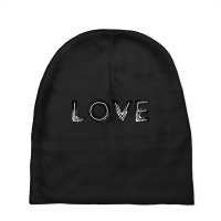 Black And White Rustic Retro Capital Letters Word Love.-naay4 Baby Beanies | Artistshot