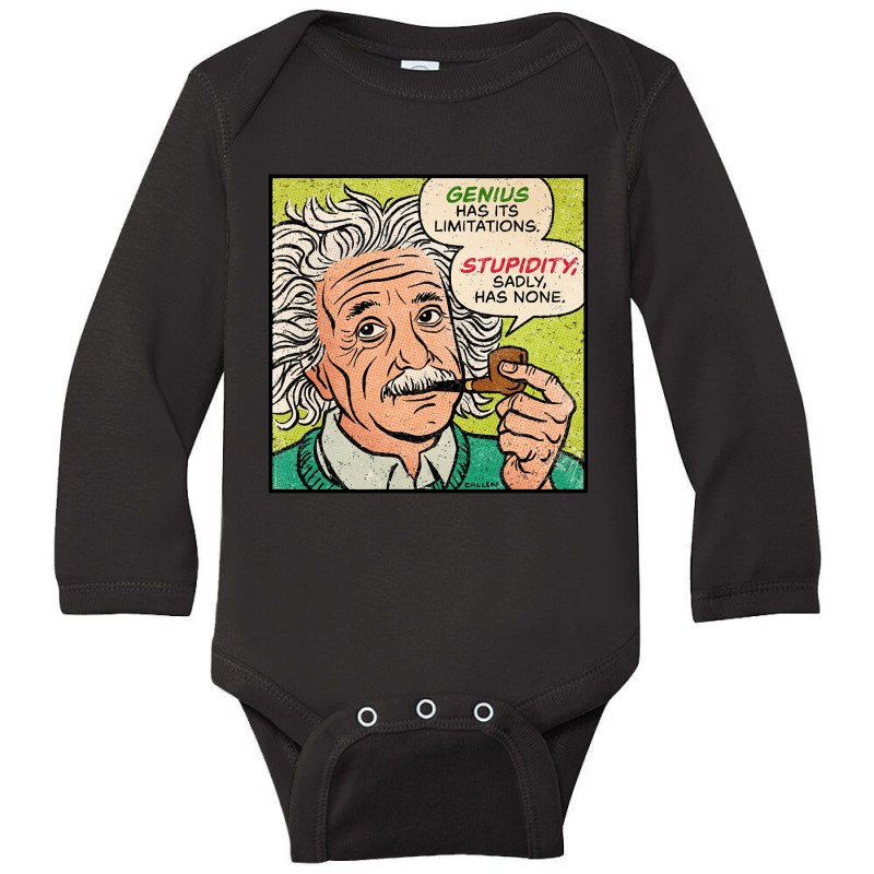 Einstein Stupidity Quote Long Sleeve Baby Bodysuit by yeahdashing61 | Artistshot