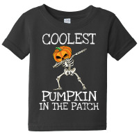 Hot Trend Kids Coolest Pumpkin In The Patch Halloween Dabbing Skeleton Baby Tee | Artistshot