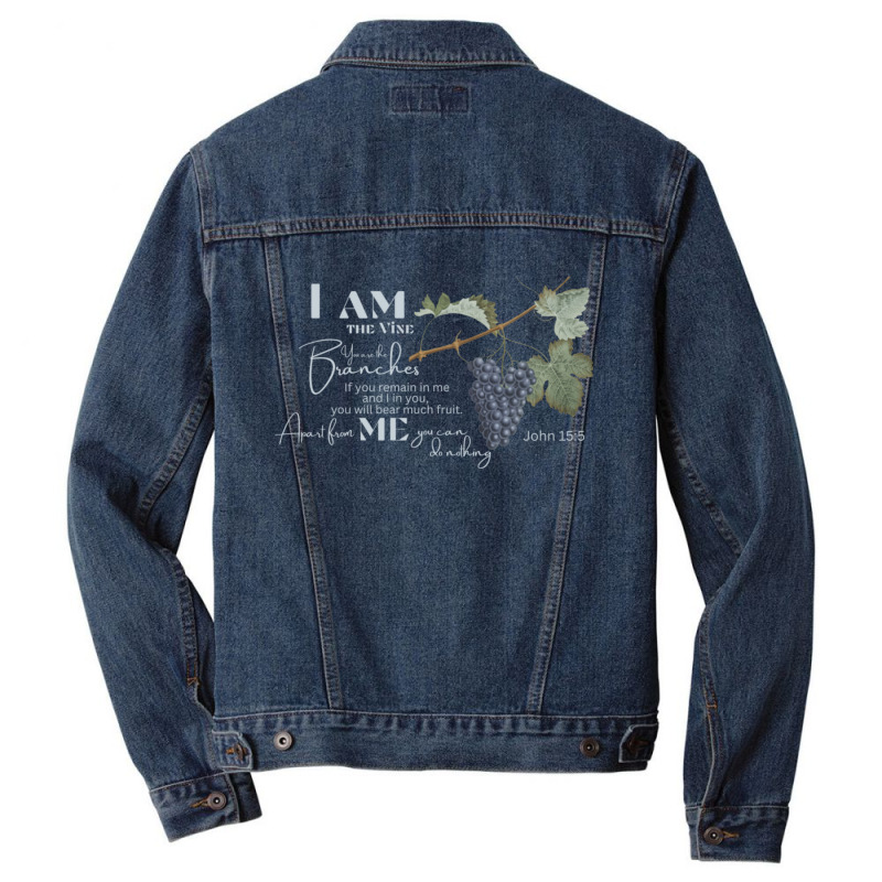 John 155 I Am The Vine Men Denim Jacket | Artistshot