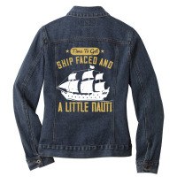 Time To Get Ship Faced And A Little Nauti Shirt Ladies Denim Jacket | Artistshot