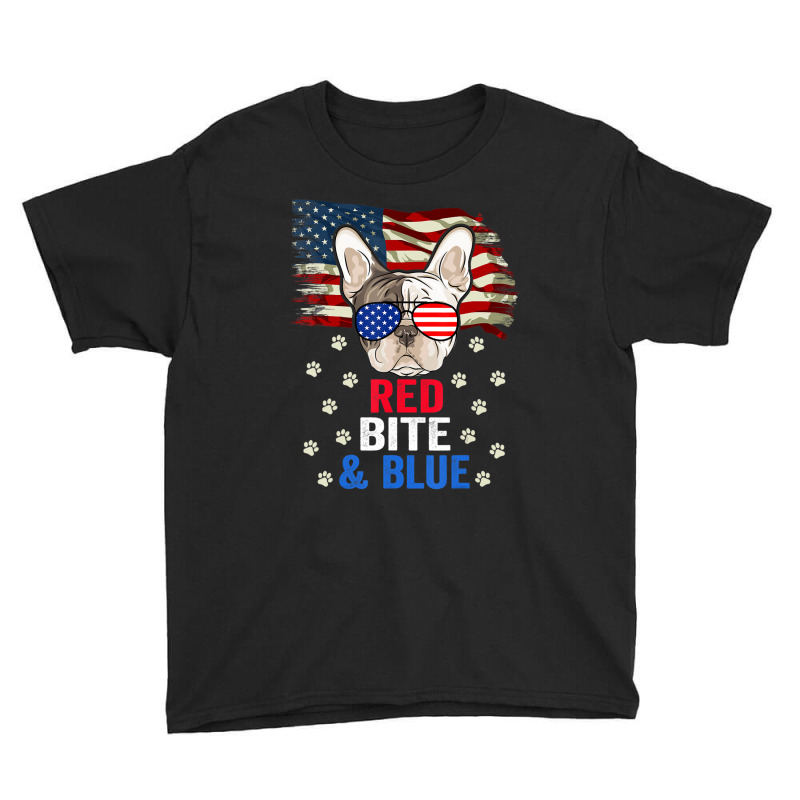 Hot Trend Red Bite & Blue Dog 4th Of July French Bulldog Youth Tee by fenderbendable | Artistshot