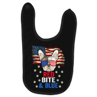 Hot Trend Red Bite & Blue Dog 4th Of July French Bulldog Baby Bibs | Artistshot