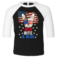 Hot Trend Red Bite & Blue Dog 4th Of July French Bulldog Toddler 3/4 Sleeve Tee | Artistshot