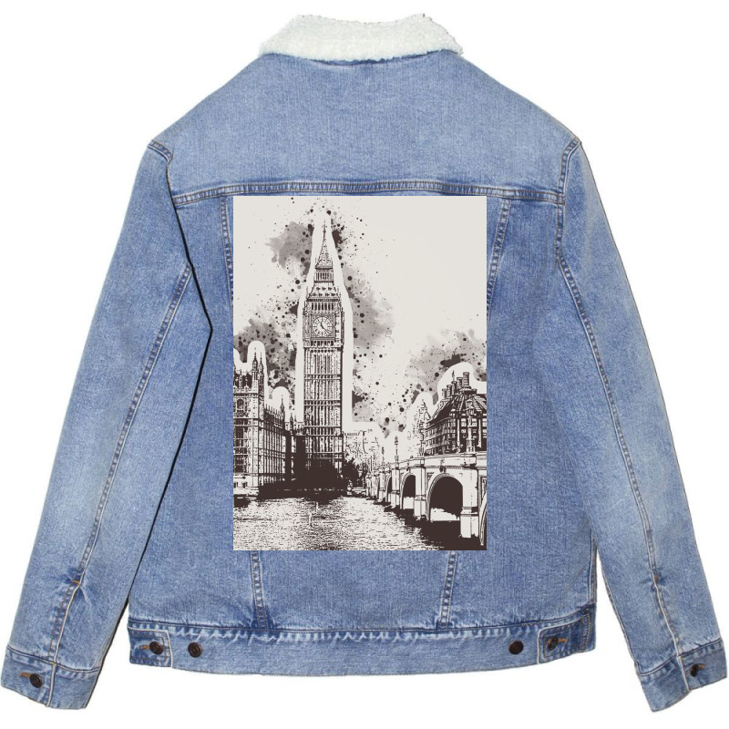 London Painting Art Unisex Sherpa-lined Denim Jacket | Artistshot