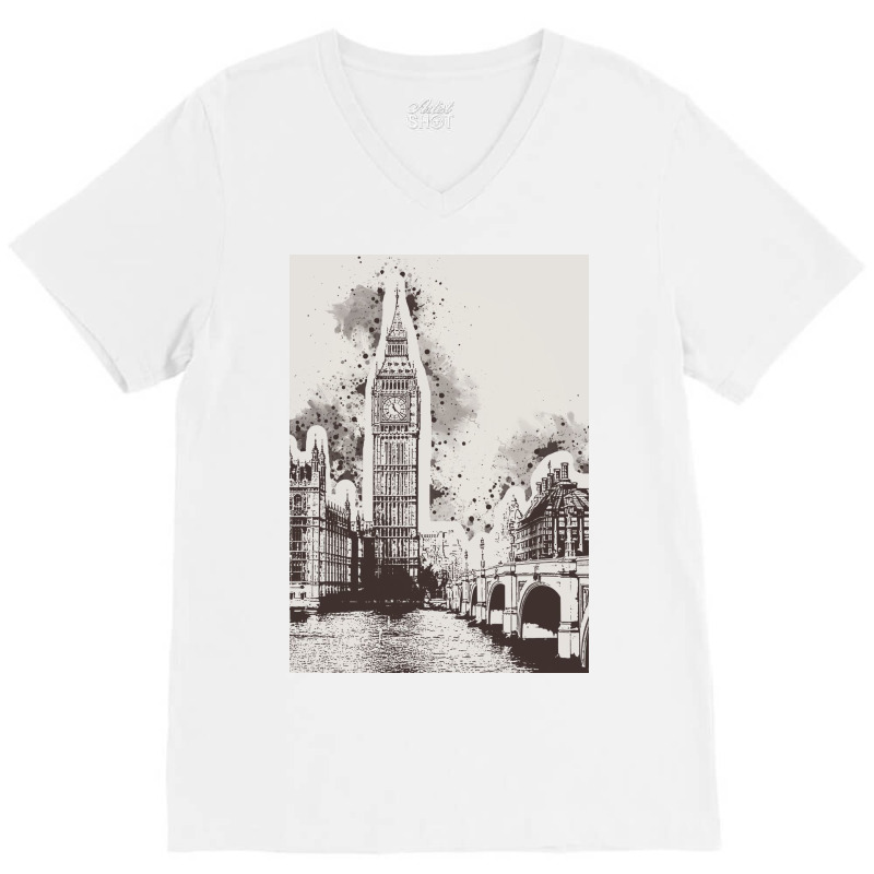 London Painting Art V-neck Tee | Artistshot