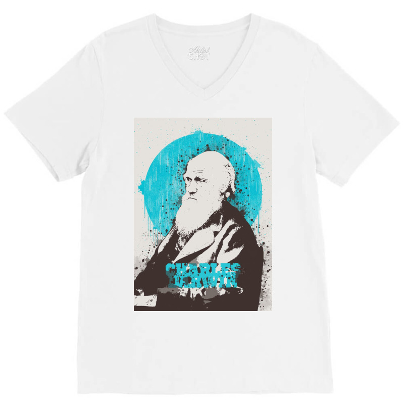 Charles Darwin Painting Art V-neck Tee | Artistshot