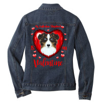 Limited Edition My Australian Shepherd Is My Valentine I Australian Sh Ladies Denim Jacket | Artistshot