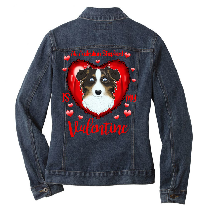 Limited Edition My Australian Shepherd Is My Valentine I Australian Sh Ladies Denim Jacket by Hugo Flowers | Artistshot