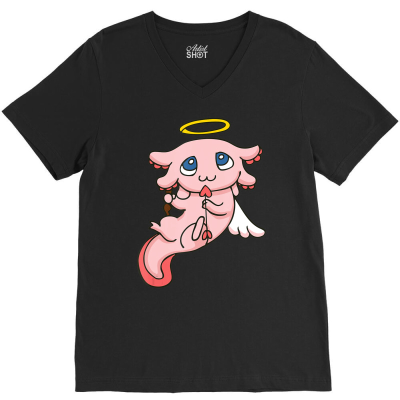 Hot Trend My Axolotl Is My Valentine Cupid Axolotls Valentines Day V-Neck Tee by Hugo Flowers | Artistshot