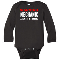 Warning Mechanic With An Attitude Long Sleeve Baby Bodysuit | Artistshot