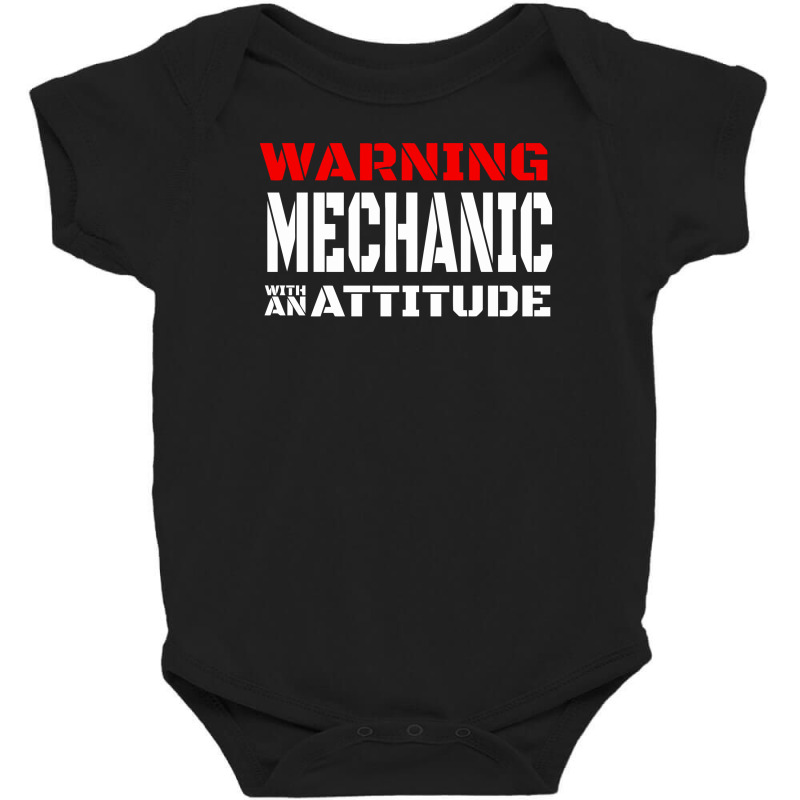 Warning Mechanic With An Attitude Baby Bodysuit by Farrel T-shirt | Artistshot