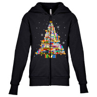 Librarian And Book Lover Christmas Library Tree Lights Xmas T Shirt Youth Zipper Hoodie | Artistshot