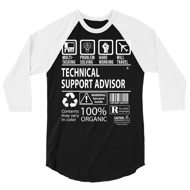 Trending Technical Support Advisor T Shirt - Multitasking Certified Jo 3/4 Sleeve Shirt by Jankonen637 | Artistshot