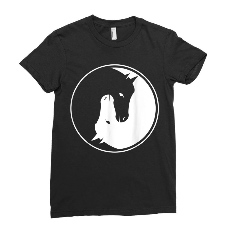 Yin And Yang Horse  For Every Horseman And Rider! Ladies Fitted T-Shirt by SamuelTABraun | Artistshot