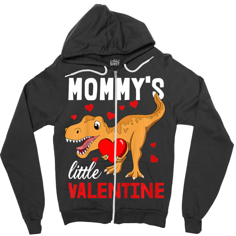 Trending Kids Dinosaur Valentines Day Mommy's Little Valentine T-rex B Zipper Hoodie by Trudeau Palmer | Artistshot