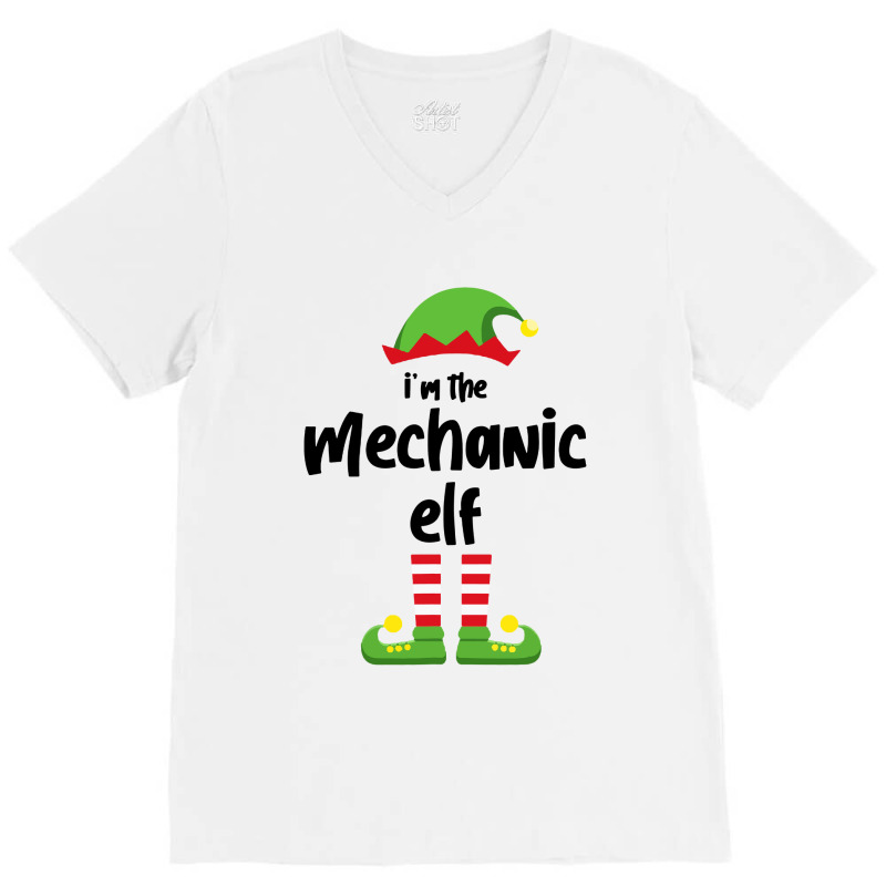 I'm The Mechanic Elf Family Matching Christmas Pajama V-Neck Tee by OblongTshirt | Artistshot