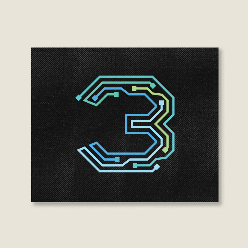 Number Three Circuit Design Landscape Canvas Print | Artistshot