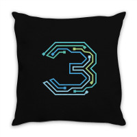 Number Three Circuit Design Throw Pillow | Artistshot